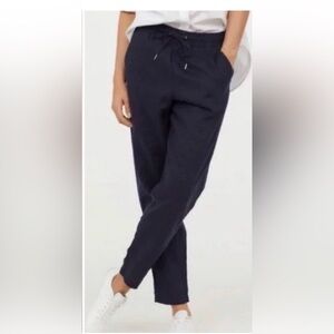 H&M Black Linen Tapered Pants | Drawstring Waist | Women’s Small | EUC